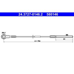 Câble de frein ATE 24.3727-0146.2 pour VW DERBY, POLO OE 861609729