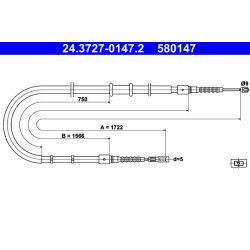 Câble de frein ATE 24.3727-0147.2 pour AUDI 80 OE 8A0609721AF
