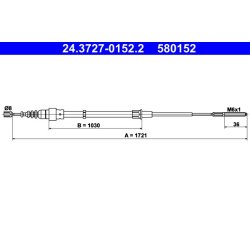 Câble de frein ATE 24.3727-0152.2 pour VW PASSAT OE 3A0609721A