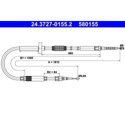 Brake Cable ATE 24.3727-0155.2 OE Ref 8D0609721AA