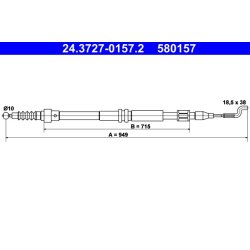 Brake Cable ATE 24.3727-0157.2 OE Ref 7D0609701