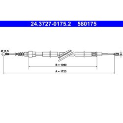 Brake Cable ATE 24.3727-0175.2 OE Ref 1J0609721L