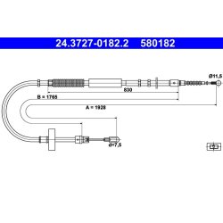 Câble de frein ATE 24.3727-0182.2 pour AUDI A4 OE 8E0609721D