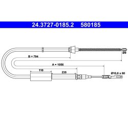 Brake Cable ATE 24.3727-0185.2 OE Ref 8Z0609721C