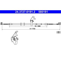 Câble de frein ATE 24.3727-0191.2 pour AUDI 80 OE 8A0609701A