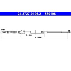 Brake Cable ATE 24.3727-0196.2 OE Ref 1T0609721K