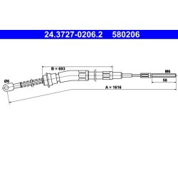 Câble de frein ATE 24.3727-0206.2 pour BMW Série 3 OE 34411120189