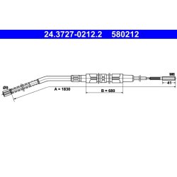 Câble de frein ATE 24.3727-0212.2 pour BMW Série 3 OE 34411154401