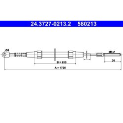 Brake Cable ATE 24.3727-0213.2 OE Ref 34411158423