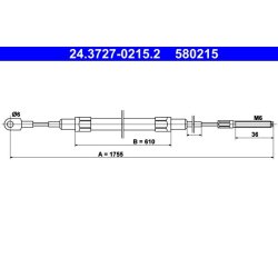 Câble de frein ATE 24.3727-0215.2 pour BMW Série 5, référence d'origine 34411162005