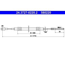 Brake Cable ATE 24.3727-0220.2 OE Ref 34411156356