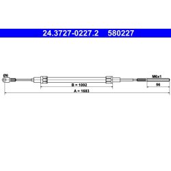 Câble de frein ATE 24.3727-0227.2 pour BMW Série 3 OE 34411160874