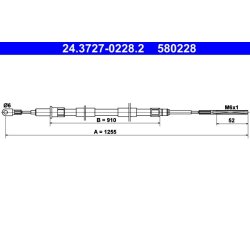 Câble de frein ATE 24.3727-0228.2 pour BMW Z3 OE 34401166054