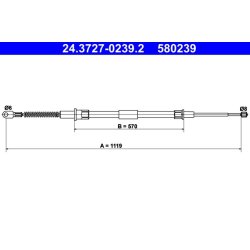 Câble de frein ATE 24.3727-0239.2 pour BMW Série 7 OE 35511161474