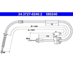 Câble de frein ATE 24.3727-0240.2 pour MINI MINI OE 34406770869