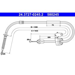 Brake Cable ATE 24.3727-0245.2 OE Ref 34411514215