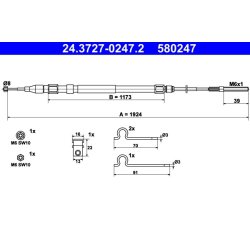 Brake Cable ATE 24.3727-0247.2 OE Ref 34411162998