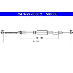Câble de frein ATE 24.3727-0306.2 pour CITROËN, PEUGEOT ZX, 306 OE 4745G1