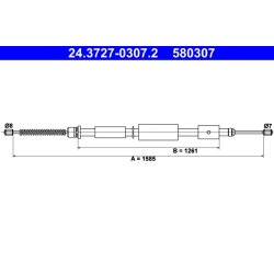 Câble de frein ATE 24.3727-0307.2 pour CITROËN, PEUGEOT ZX, 306 OE 4745F8