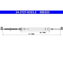 Câble de frein ATE 24.3727-0323.2 pour CITROËN XSARA OE 4745J9