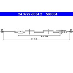 Câble de frein ATE 24.3727-0334.2 pour CITROËN XSARA OE 4745W1
