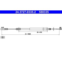 Câble de frein ATE 24.3727-0335.2 pour CITROËN C5 OE 4745R5