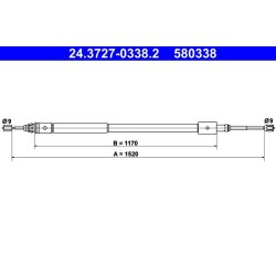 Câble de frein ATE 24.3727-0338.2 pour CITROËN XSARA OE 4745K3