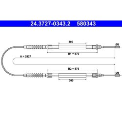 Câble de frein ATE 24.3727-0343.2 pour CITROËN, FIAT, PEUGEOT OE 4745V5