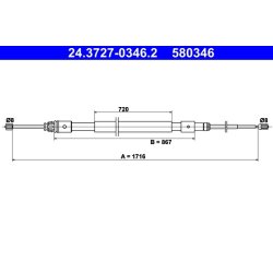 Câble de frein ATE 24.3727-0346.2 pour CITROËN C3 OE 4745V0