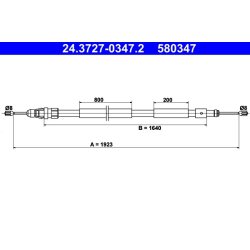 Câble de frein ATE 24.3727-0347.2 pour CITROËN, PEUGEOT OE 4745X3