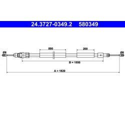 Brake Cable ATE 24.3727-0349.2 OE Ref 4745Y0