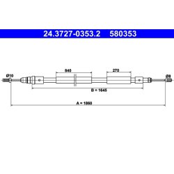 Câble de frein ATE 24.3727-0353.2 pour CITROËN XSARA OE 4745Z5