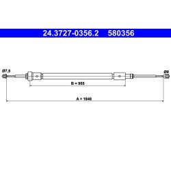 Câble de frein ATE 24.3727-0356.2 pour CITROËN C4 OE 9808268580