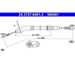 Câble de frein ATE 24.3727-0401.2 pour MERCEDES 123 OE 1234200485