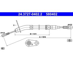 Câble de frein ATE 24.3727-0402.2 pour MERCEDES 123 OE 1234200585
