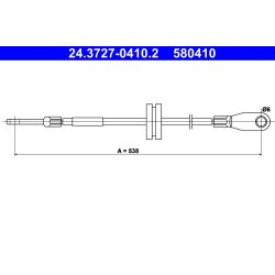 Câble de frein ATE 24.3727-0410.2 pour MERCEDES 190 OE 2014200485