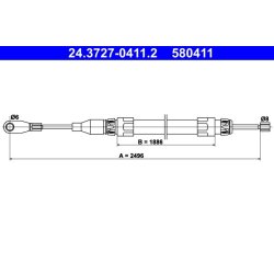 Câble de frein ATE 24.3727-0411.2 pour MERCEDES 124, CLASSE E OE 1244202685