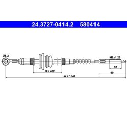 Câble de frein ATE 24.3727-0414.2 pour MERCEDES MB OE 6314201985