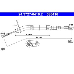 Câble de frein ATE 24.3727-0416.2 pour MERCEDES CLASSE S OE 1264201685
