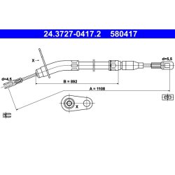 Câble de frein ATE 24.3727-0417.2 pour MERCEDES CLASSE S OE 1264201785