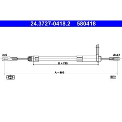 Câble de frein ATE 24.3727-0418.2 pour MERCEDES CLASSE C, CLK OE 2024200185
