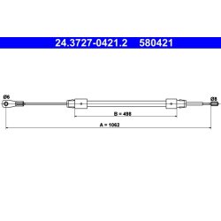 Câble de frein ATE 24.3727-0421.2 pour MERCEDES CLASSE A OE 1684201485