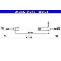 Câble de frein ATE 24.3727-0424.2 pour MERCEDES CLASSE E OE 2104201085
