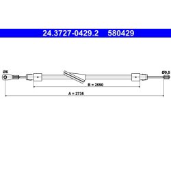Câble de frein ATE 24.3727-0429.2 pour MERCEDES CLASSE C, CLASSE CLC, CLK