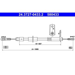 Câble de frein ATE 24.3727-0433.2 pour MERCEDES SLK OE 1704200385