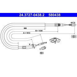 Brake Cable ATE 24.3727-0438.2 OE Ref A9014201885