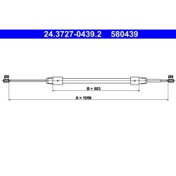 Câble de frein ATE 24.3727-0439.2 pour MERCEDES CLASSE A OE 1684201785