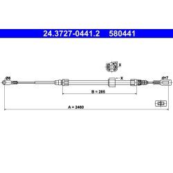 Brake Cable ATE 24.3727-0441.2 OE Ref A9014202285