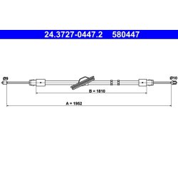Câble de frein ATE 24.3727-0447.2 pour MERCEDES CLS, CLASSE E OE 2114200185