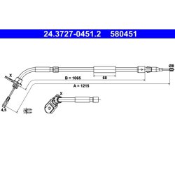 Brake Cable ATE 24.3727-0451.2 OE Ref A1694201285